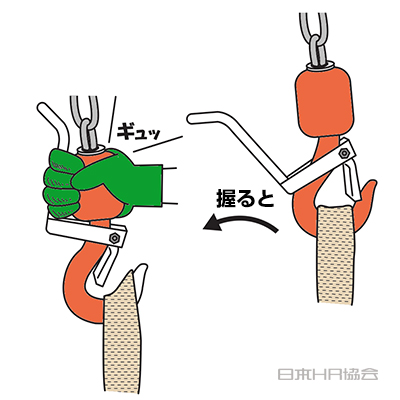 てこの利用でフック外せる